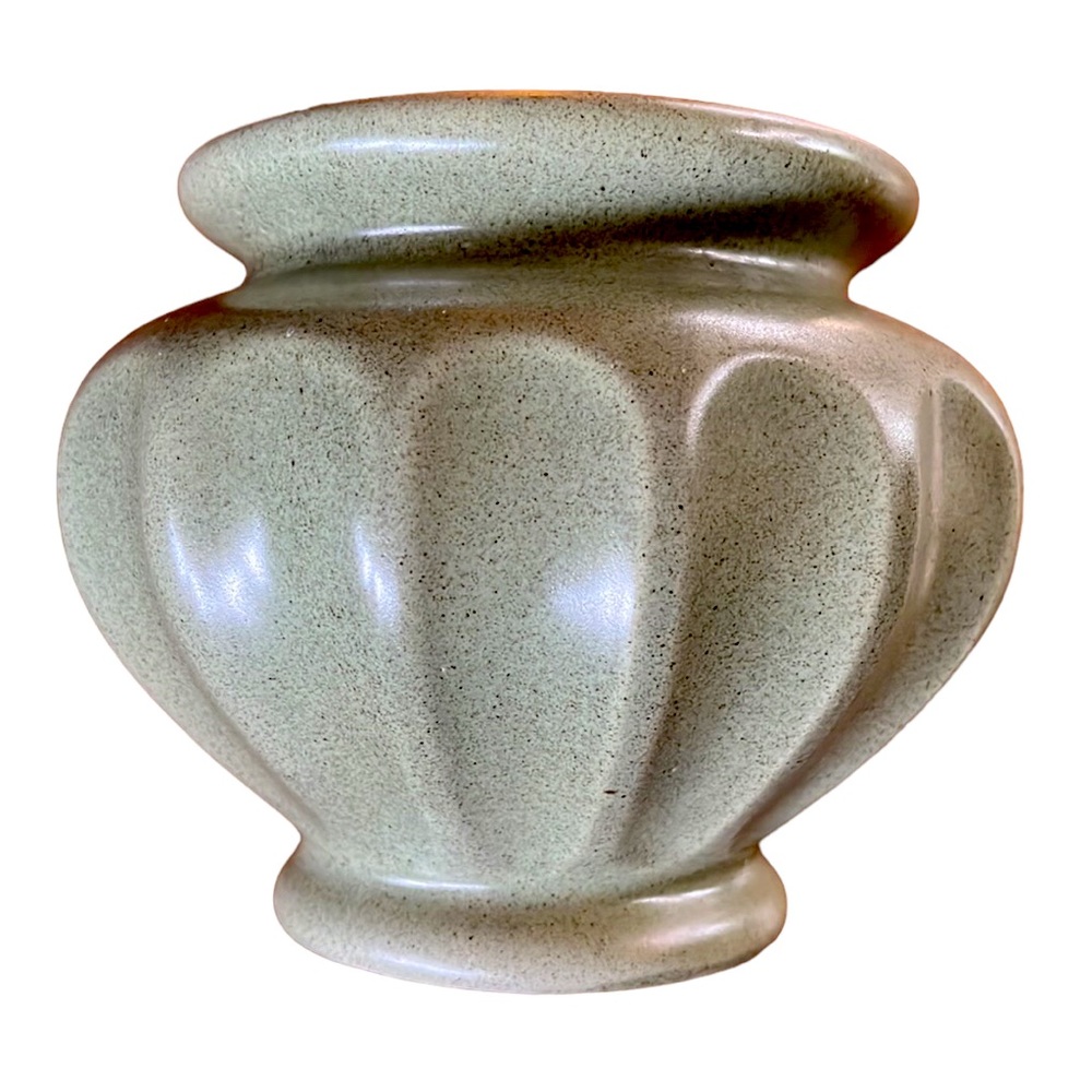 Vintage Haeger Sage Green Speckled Vase~Planter~Ribbed